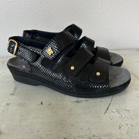 Helle Comfort 356-F Tulin Black Leather Orthotic Adjustable sling back Sandal 39 - Picture 2 of 16